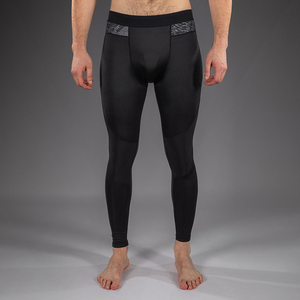 Leggings de sport longs pour hommes, noirs, de compression MMA, avec ceinture à motif, pour grappling, BJJ, boxe, fitness, entraînement - Product Image 1