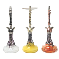 Nouvel Arrivage Narguilé de Luxe au Design Accessoire pour Fumer Narguilé Shisha en Acier Inoxydable de Couleur Grand Verre Jaune avec Tuyau d'Inde