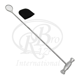 Espejo redondo Dental equino de acero inoxidable con mango en T, Extractor de diámetro de cabeza de 45mm, herramienta de odontología equina, fórceps para dientes de caballo - Product Image 1