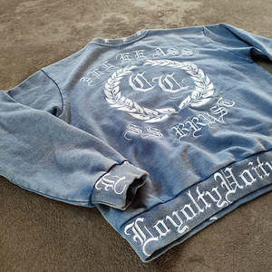 Sudaderas de moda con efecto desgastado por el sol, lavado ácido, 100% algodón French Terry, cuello redondo, para hombre. - Product Image 2