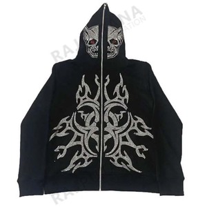 ชุดวอร์มแบบมีซิปสำหรับผู้ชายชุดวอร์มประดับพลอยเทียมแบบกำหนดเองกางเกงวิ่งติดป้ายได้ตามต้องการ - Product Image 3