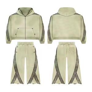 Fabricante de Chándales Deportivos para Hombre, Personalizados con Cremallera, de Algodón, con Serigrafía, 400 g/m², Estilo Cuadrado, Desgastado, con Pedrería - Product Image 5