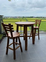 Moderner Rustikaler Teak-Barhocker & -Stuhl Nachhaltige Outdoor-Möbel für Hotel Gastronomie Balkon Garten Terrassen-Sets