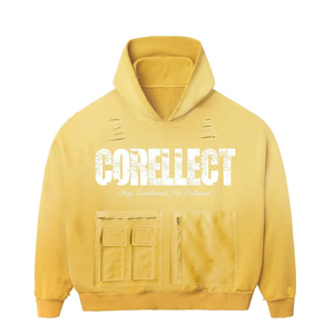 OEM Pull à capuche décontracté pour hommes Populaire Vintage Washed Distressed Imprimé Poches zippées avec ourlet déchiré effiloché Sweat à capuche pour hommes - Product Image 1