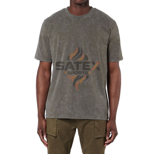 เสื้อยืดสไตล์วินเทจทรงเรโทรผ้าคอตตอน 100% ทรงปกติสำหรับผู้ชาย ซักย้อมสีแบบแอซิดวอช ระบายอากาศได้ดี - Product Image 5