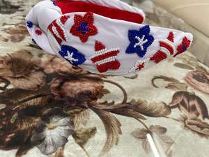 Elegantes diademas de terciopelo anudadas para mujer Trendy USA Independence Day Style Indian Handwork - Product Image 3