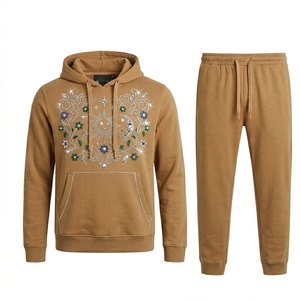 Men Hooded Casual Solid Rhinestone Tracksuit 100% Cotton Soft Breathable Lightweight Comfortable Fit Outdoor Daily Fashion - Product Image 1