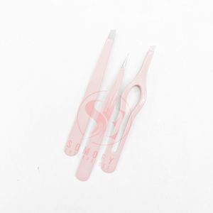 Juego de pinzas para cejas de acero inoxidable de 3 piezas personalizadas profesionales, recortadora de extensiones de pestañas negras con punta puntiaguda - Product Image 5