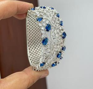 Luxury <b>Silver</b> Finish Premium Quality CZ Openable <b>Bracelet</b> for Wedding and Engagement Collection Party Wear For Women - Product Image 1