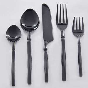 ชุดเครื่องใช้บนโต๊ะอาหารสแตนเลสสตีลทันสมัย5ชิ้นมีมือจับสีดำเงางามสไตล์อเมริกันที่เป็นเอกลักษณ์สำหรับใช้ในครัวทุกวัน - Product Image 2