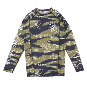 Men's Forest Green Long Sleeve Rash Guard Neighborhood Camo <b>Printed</b> Lightweight Running Clothes - Product Image 1