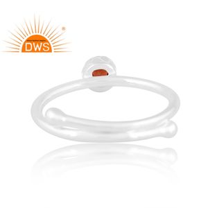 แหวนพลอยโกเมนธรรมชาติแบบเรียงซ้อนได้เงินแท้ปรับแต่งได้ - Product Image 4