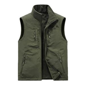 Gilet sans manches noir pour homme, col montant, fermeture éclair, coupe-vent, avec poches - Product Image 4
