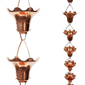 Chaîne de pluie en métal plaqué cuivre brillant Conception personnalisée pour une utilisation décorative de jardin extérieur Chaîne de pluie en cuivre de haute qualité - Product Image 1