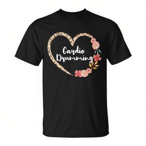 T-shirt da donna per fitness cardio e danza con stampa leopardata floreale a cuore - Prodotto promozionale - Product Image 2