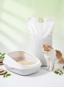 Litière pour chat en blé propre et moelleuse, écologique, parfum thé vert, granulés naturels agglomérants pour chats, hamsters et lapins 70L - Product Image 3