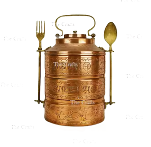 Fiambrera de tres niveles cónica de cobre de diseño moderno, elegante y con un acabado de oro rosa contemporáneo, ideal para comidas - Product Image 6