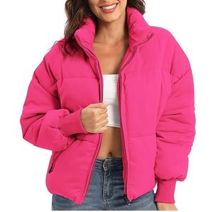 เสื้อแจ็คเก็ตพัฟเฟอร์สีชมพู สไตล์สตรีทแวร์ สำหรับฤดูหนาว อุ่นสบาย ราคาถูก ดีไซน์ใหม่ เสื้อโค้ทบุใยสังเคราะห์ กันน้ำ กันลม ระบายอากาศได้ดี เป็นมิตรกับสิ่งแวดล้อม - Product Image 1