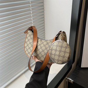 Juego de Bolsos de Cuero de Media Luna para Mujer, 2 Piezas, Venta al Por Mayor Directa de Fábrica, Bolsos de Hombro Modernos para Mujer - Product Image 3