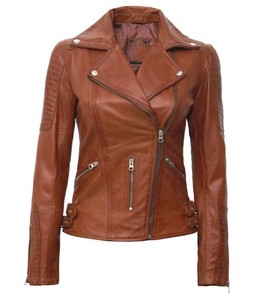 Chaqueta de cuero marrón para motocicleta para mujer más vendida, diseño de punto transpirable para la temporada de invierno - Product Image 3