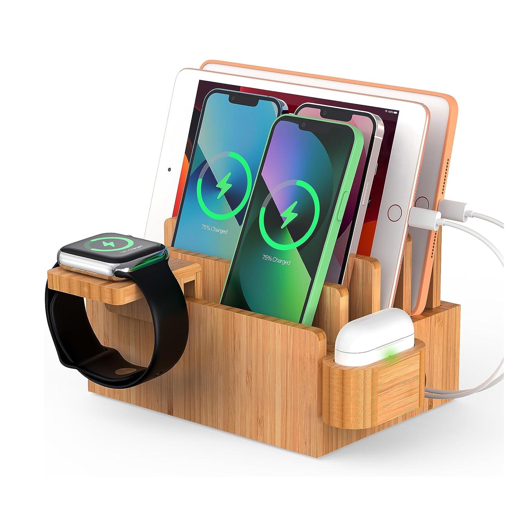 Apple Watch Mobilevision Charging Station Bamboo Charging