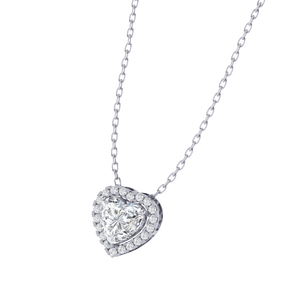 Cadena de Caja de 18 Pulgadas Chapada en Oro, Rodio, Oro Amarillo y Oro Rosa con Colgante de Piedra Preciosa de Circonita Cúbica con Corte de Corazón de 21 Piedras - Product Image 1