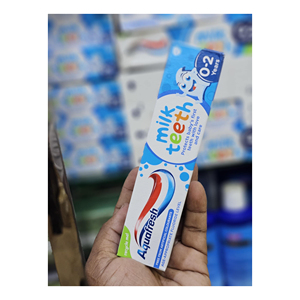Milde und sichere Aqua fresh Kids Zahnpasta 50ml Milch zähne 0 bis 2 Jahre für die frühe Mundpflege - Product Image 1