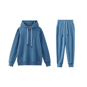 ชุดวอร์มแบบสั่งทำขายส่งสำหรับทุกเพศ ผ้าฝ้าย 100% ชุดกีฬาพิมพ์ลายเรียบ ชุดฮู้ดดี้และกางเกงวอร์มผู้ชาย ไซส์พลัส สำหรับฤดูหนาว น้ำหนักเบา - Product Image 1