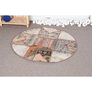 Style Turc Vintage Grand Rectangle 3.4X3.4 ft Laine Patchwork Tapis Design Classique avec Support en Latex pour Salon - Product Image 1