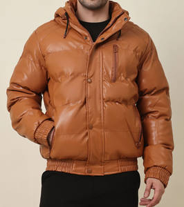 High Quality Shinny Waterproof Fleece Eco-Friendly Winter Jacket Unisex Zipper Bubble Puffer Hooded Front Logo Custom Wholesale - Product Image 3