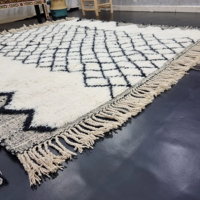 Magnifique superbe tapis marocain 9x12 tapis en laine vintage noir et blanc pièce unique disponible authentique tapis tissé à la main