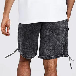 Best Seller Custom Men's High Street Acid Wash Cotton <b>Shorts</b> Unisex Sizes Comfortable Fit Solid Mesh Pattern <b>Decoration</b> - Product Image 2
