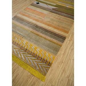 Tapis rectangulaire abstrait en laine et soie de bambou noué à la main Manchaha Gold 10 mm pour la maison, le couloir, Les-1267, tapis de chambre fait main personnalisable - Product Image 2