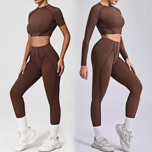 Trajes de gimnasio sin costuras de cintura alta para mujer, Yoga transpirable para ropa de entrenamiento, correr, deportes de Fitness al aire libre sólidos - Product Image 2