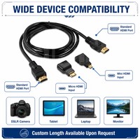 Cable Adaptador de Micro HDMI a HDMI Estándar, 4K Ultra HD, Chapado en Oro, Plug and Play para Cámara DSLR