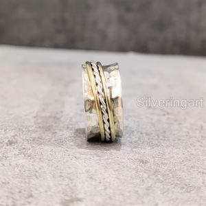 Martelé Spinner Bande Méditation Anneau 925 En Argent Sterling Femmes Pouce Anneau Fidget Bijoux Faits À La Main Fine Yoga Hommes Spinner Anneau - Product Image 4