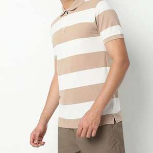 Polo a rayas para hombre de verano 2025 | Camiseta de punto de tamaño Europeo | Top informal de negocios de manga corta con panel de contraste - Product Image 3