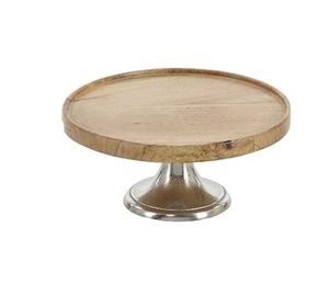 Acacia <b>Wooden</b> Round Pedestal Riser <b>Cake</b> Stand Food Serving <b>Board</b> with Removable Legs - Product Image 6