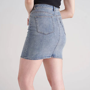 High Quality <b>Denim</b> <b>Skirts</b> Breathable Summer New Solid Color Fashion <b>Denim</b> Mini <b>Skirt</b> Women's Dress wholesale rate cheap price - Product Image 2