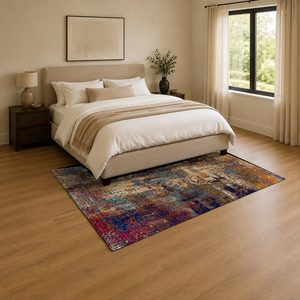 Alfombra de Chenilla Lavable a Máquina, Antideslizante, con Diseño Abstracto Contemporáneo Impreso Digitalmente, Color Rojo Borgoña, Modelo LXDP-1008 de RUGS DEPOT, Venta al Por Mayor - Product Image 3