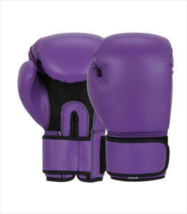 OEM 2025 Guantes de boxeo de cuero PU personalizados Púrpura Super Resistencia al desgarro 12oz 16oz para adultos Entrenamiento de gimnasia para artes marciales - Product Image 1