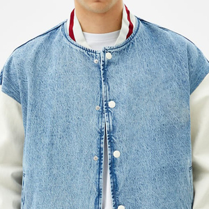 Blouson universitaire en toile personnalisé unisexe avec logo frontal, style baseball, prix abordable, vêtement d'extérieur décontracté et chaud, vente directe usine - Product Image 5