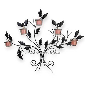 Décoration murale moderne en fer forgé noir en forme de feuille, provenant d'Inde, idéale pour les festivités de Noël - Product Image 1