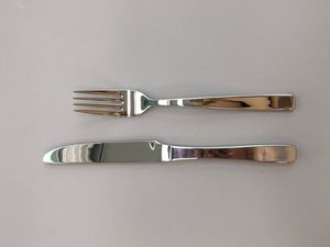 Ensemble de couverts en acier inoxydable avec manche martelé unique, cuillère et fourchette argentées, pour les fêtes - Product Image 6