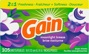 Feuilles assouplissantes pour sèche-linge Gain, 105 unités, parfum Brise de Lune, feuilles assouplissantes pour linge avec Aromaboost Plus 2-en-1 pour une douceur accrue - Product Image 6