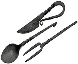 Juego de Cubiertos Metálicos de Color Marrón con Estuche de Cuero, Juego de Cubiertos Metálicos Medievales para Accesorios de Cocina, Cuchara de Metal Nueva - Product Image 3