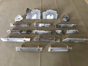 Boutons d'armoire en pierres précieuses d'agate bleue de qualité supérieure poignées de tiroir garnies d'or pour armoire, commode et décoration de meubles - Product Image 2