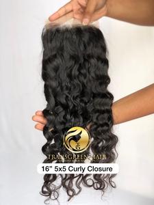Calidad superior 100% Raw Cambodian Indian Temple Remy Natural Curly 16 '5x5 HD Cierre de encaje Extensiones de cabello humano al por mayor - Product Image 5