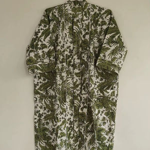 Kimono de algodón con estampado de bloques florales Indian Beach Coverup - Product Image 1