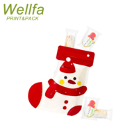 Emballage de chaussettes personnalisées en forme de bonbons lyophilisés pour biscuits Pochette à fermeture éclair Mini emballage en plastique de Noël Sacs en mylar découpé